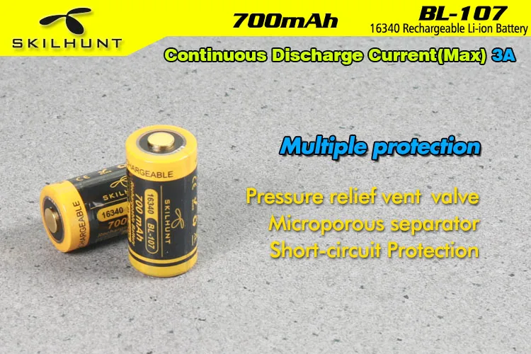 Skilhunt BL-107 16340 700mAh защищенная батарея | Лампы и освещение