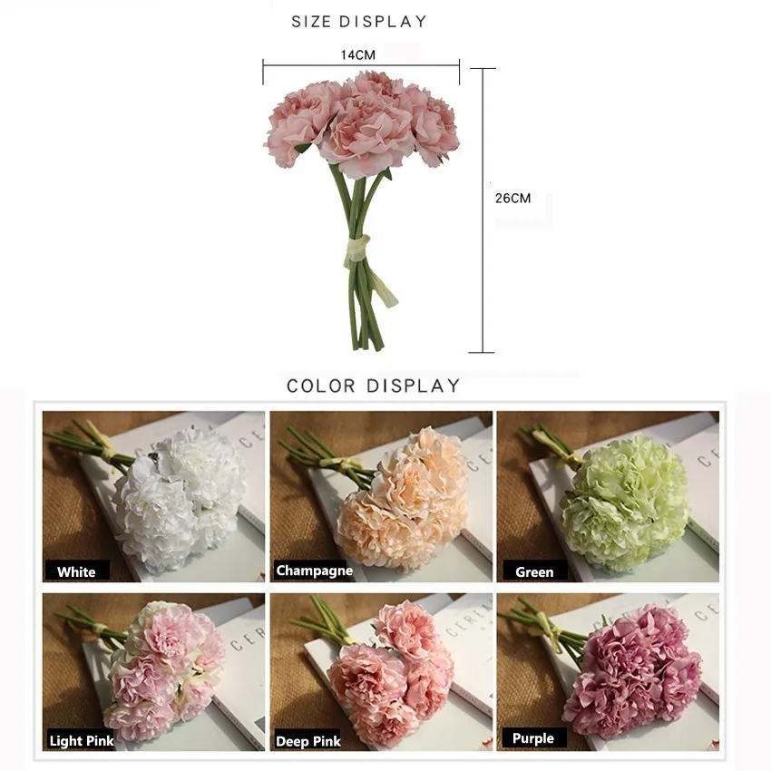 

Qianxiaozhen 5 Heads Peony Flower Artificial Flowers For Wedding Fake Flowers Bouquet Wedding Flowers Home Decoration