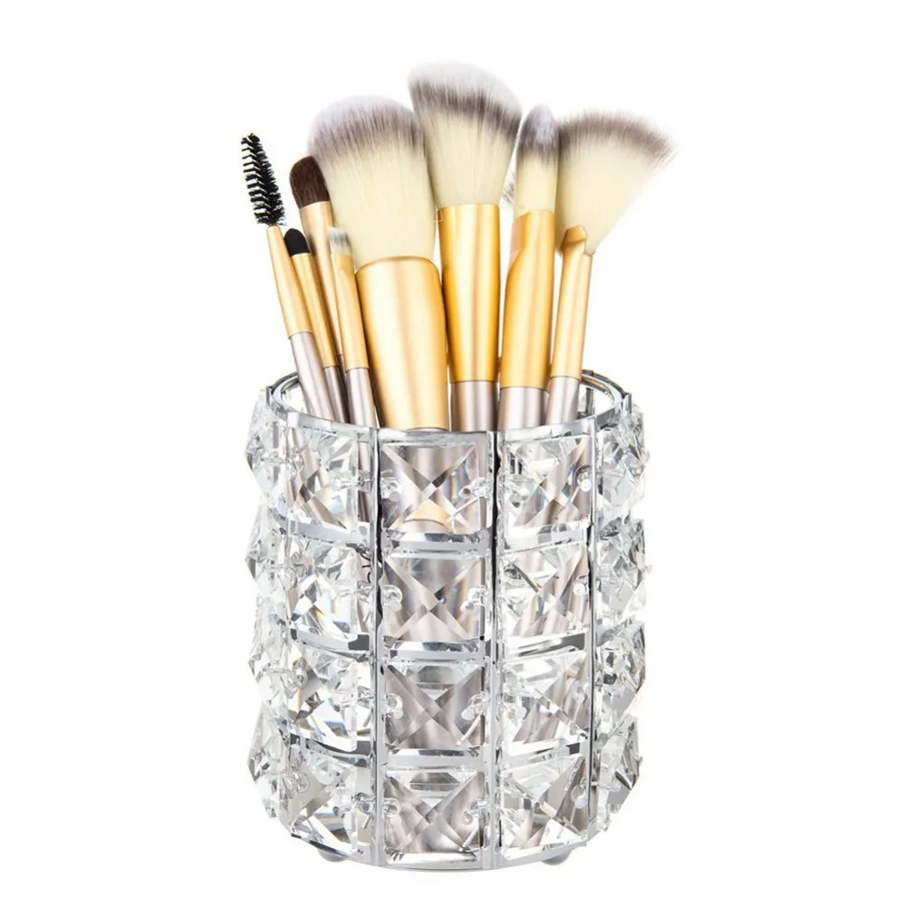 Cosmetic Storage Box 1 PCS Sliver Gold Crystal Makeup Brush Bucket Recommended Atmospheric Beauty | Дом и сад