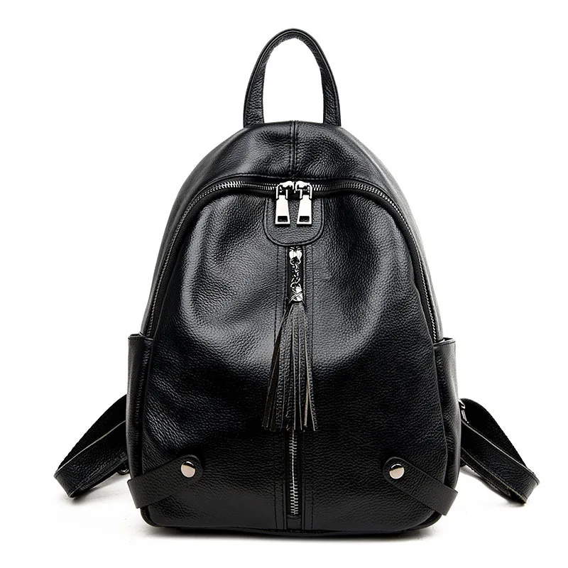 100% Genuine Leather Women Backpacks Luxury Brand Female Real Natural New Fashion Ladies Girl Student Tassel Backpack | Багаж и сумки