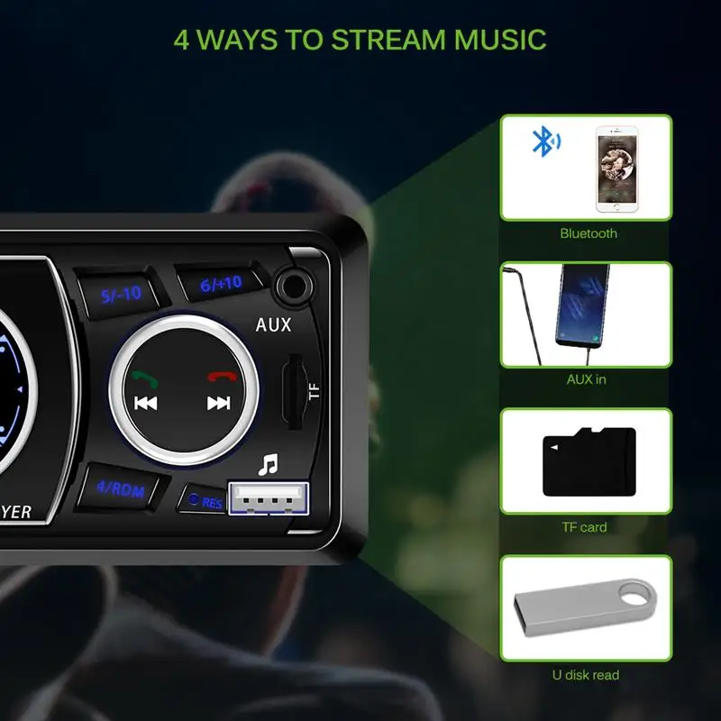 Автомагнитола AOZBZ с Bluetooth mp3 плеером USB зарядкой и поддержкой TF AUX FM