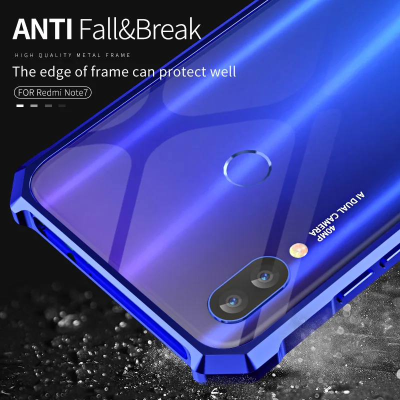 Чехол бампер для Redmi Note 7 Pro роскошный блестящий алюминиевый металлический каркас