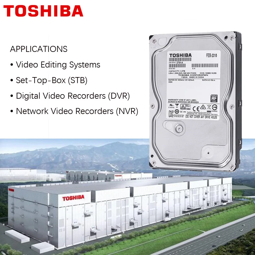 TOSHIBA 1 ТБ жесткий диск видеонаблюдения DVR NVR CCTV монитор HDD HD Внутренний SATA III 6 ГБ/сек.