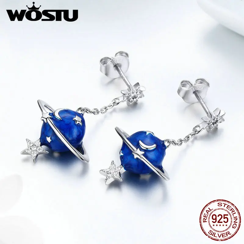 Женские серьги подвески WOSTU из стерлингового серебра 925 пробы вечерние на