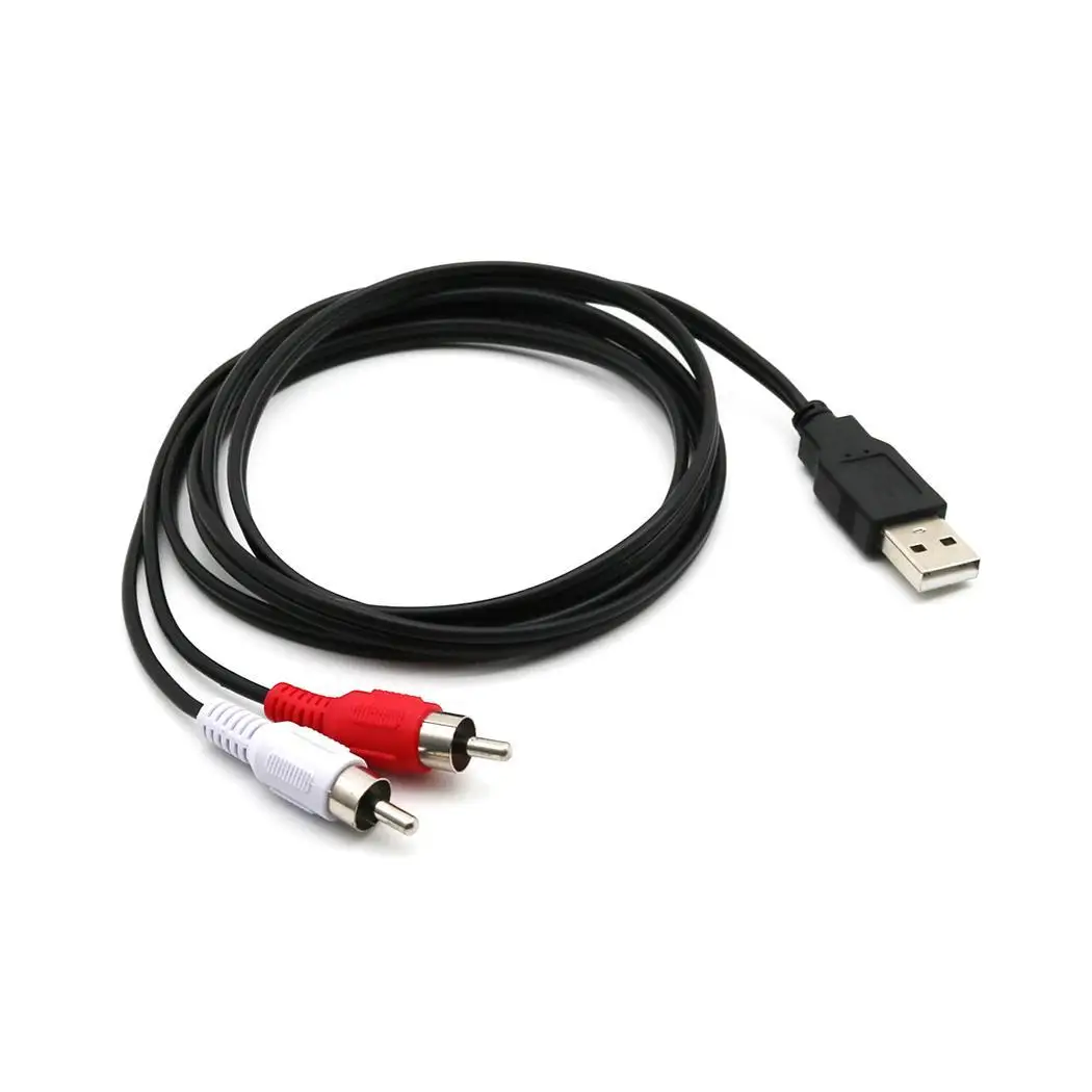 USB мужчина к двойной RCA мужской черный 2 AV кабель адаптер для телевизора 0 Шнур