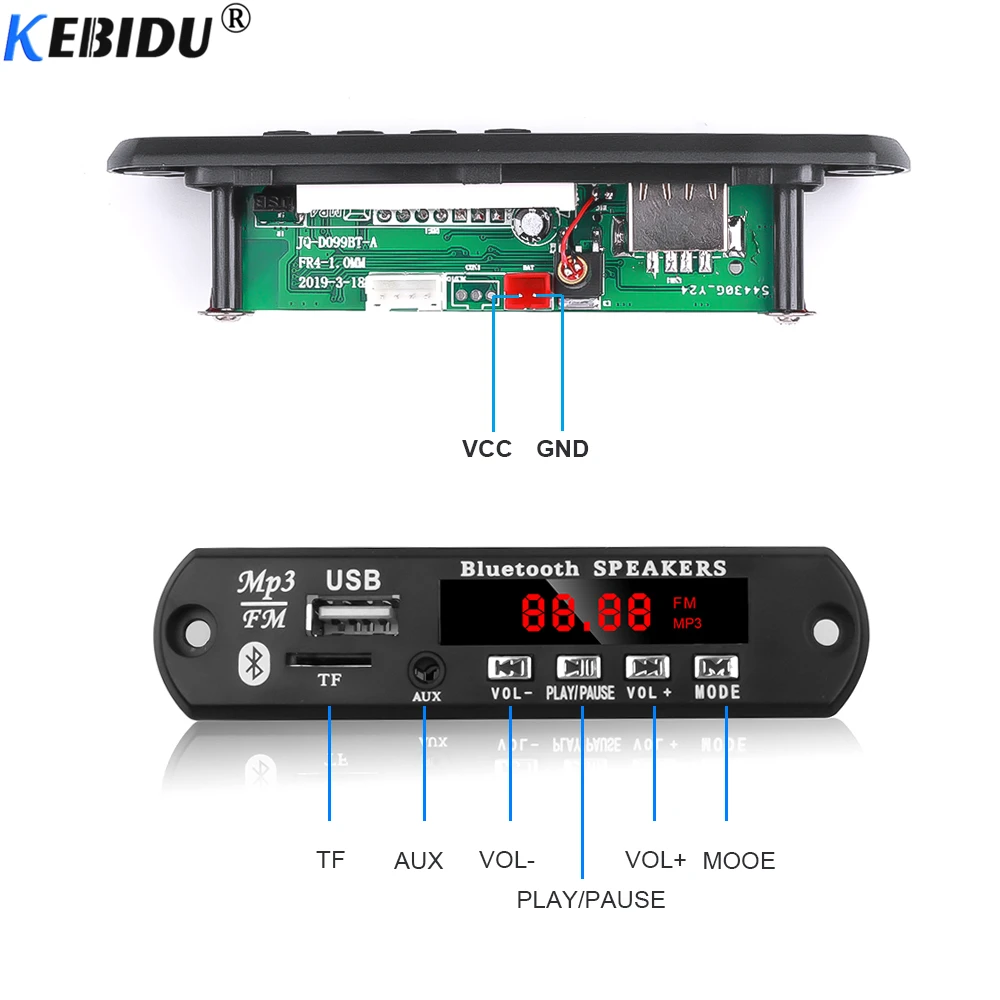 Mp3 плеер KEBIDU 5 12 В Bluetooth декодер автомобильный комплект запись звонков без помощи