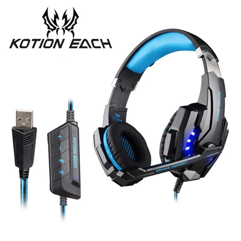 KOTION EACH G9000 Игровые наушники Gamer гарнитура стерео HIFI гарнитуры с микрофоном для PS4