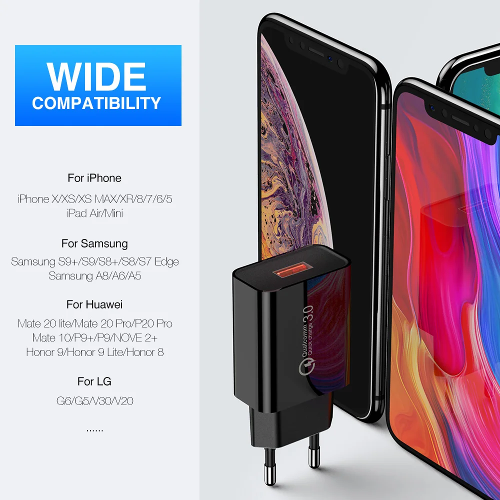 Caseier QC USB переходник 3 0 быстро зарядное устройство для iPhone 7 8 плюс X XS Max стены