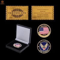 usa flag honorable retired medals coin air corps army us military gold token challenge coins collection wluxury box display