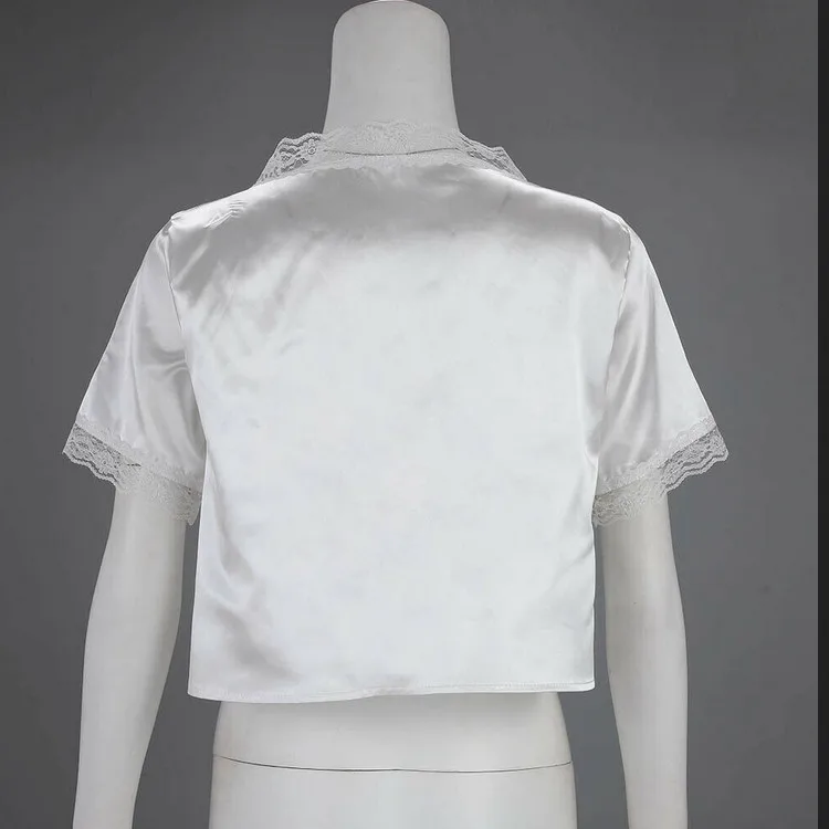 Фото New Fashion Women's Sexy Short Sleeve Lace Silk Satin Shirt Crop Tops Blouse Женская одежда New Fashion Women's Sexy Short Sleeve Lace Silk Satin Shirt Crop Tops Blouse Женская одежда