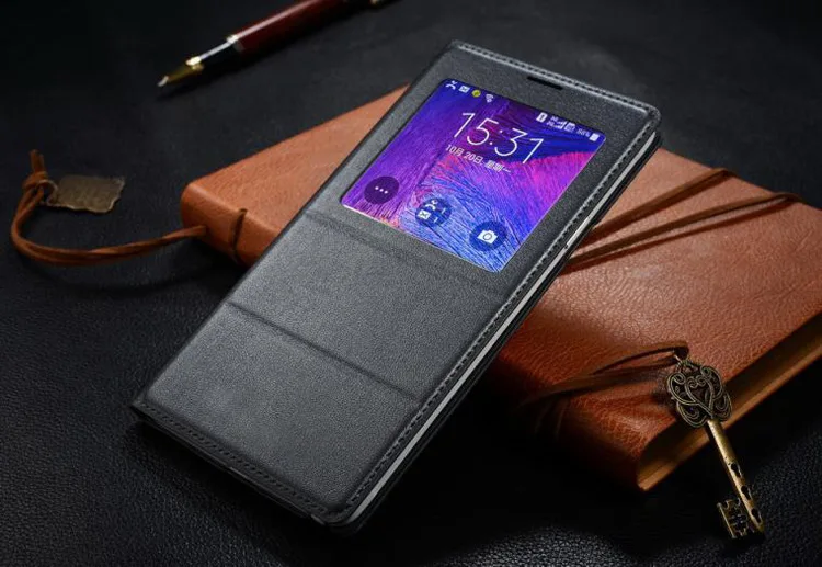 Флип-чехол кожаный чехол для Samsung Galaxy Note 4 note4 N910 n910f N910H телефона Smart View с