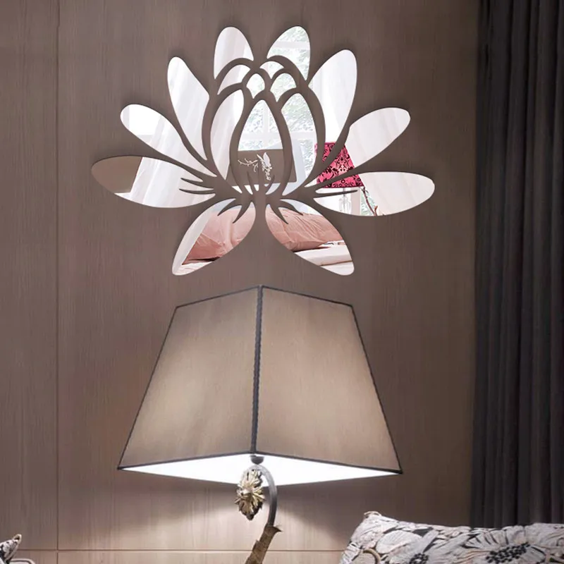 Lotus Flower зеркальный настенный стикер s 3D декоративный Декор для дома гостиной