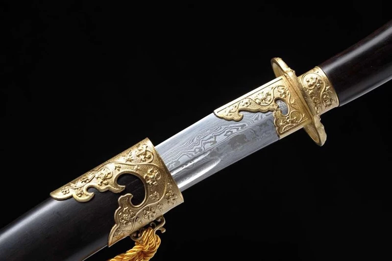 Qing Dynasty прямой клинок КИТАЙСКИЙ ручной работы Дамасская сложенная сталь + ГЛИНА