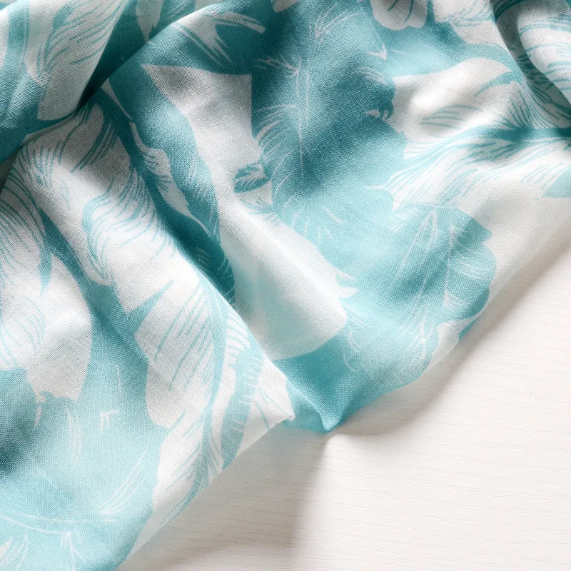 2018 Wholesale Brand Winter Scarf Sky Blue Warm Soft Tassel Bufandas Cachecol Woven Leaf Printed Cotton Linen Men Scarves | Аксессуары