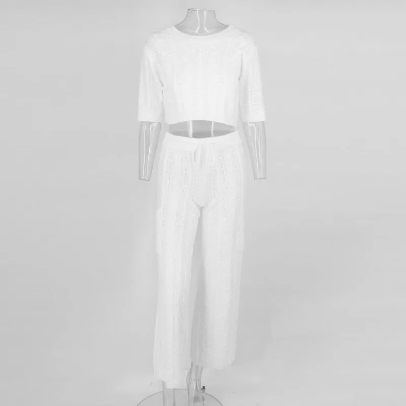 DRESSMECB осенне зимний комплект из двух предметов вязаный Топ с коротким рукавом и
