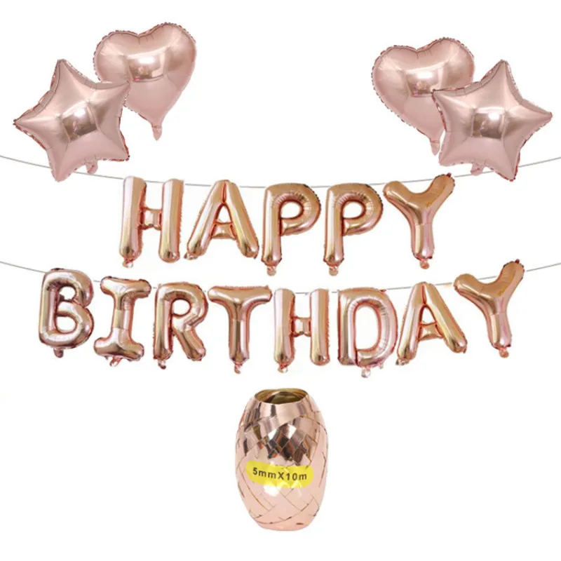 

16inch Rose Gold Happy Birthday Balloon Air Letters Alphabe Foil Balloons Kids Toy Birthday Party Helium Globos Party Baloon