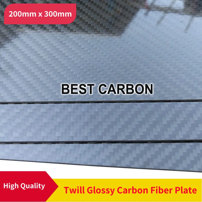 

Free Shipping 200mm x 300mm 100% Twill Glossy Carbon Fiber Plate, laminate plate, rigid plate , car board , rc plane plate