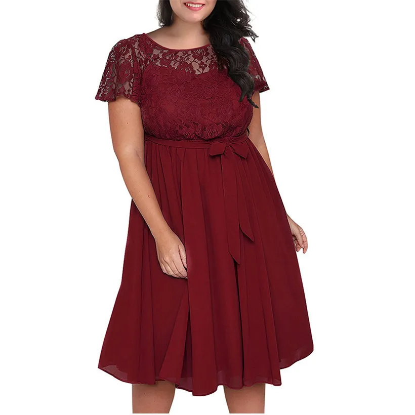 Платье женское кружевное с коротким рукавом черное красное l xl xxl xxxl 4xl 5xl | Женская