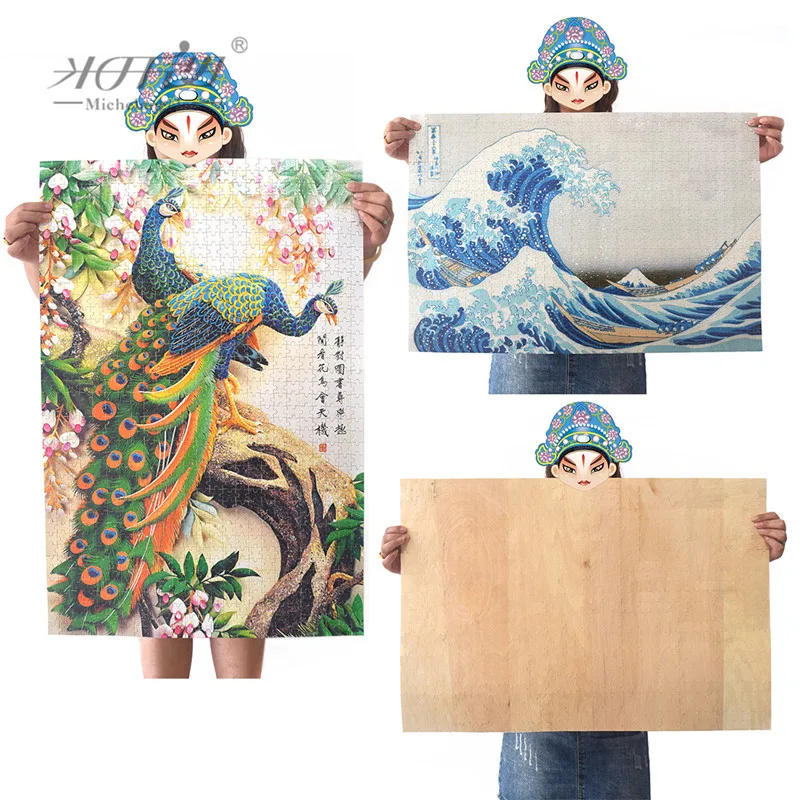 Michelangelo Wooden Jigsaw Puzzle Ukiyoe 36 Views Mount Fuji Toto Asakusa Honganji Temple Hokusai Educational Toy Painting Decor | Игрушки и