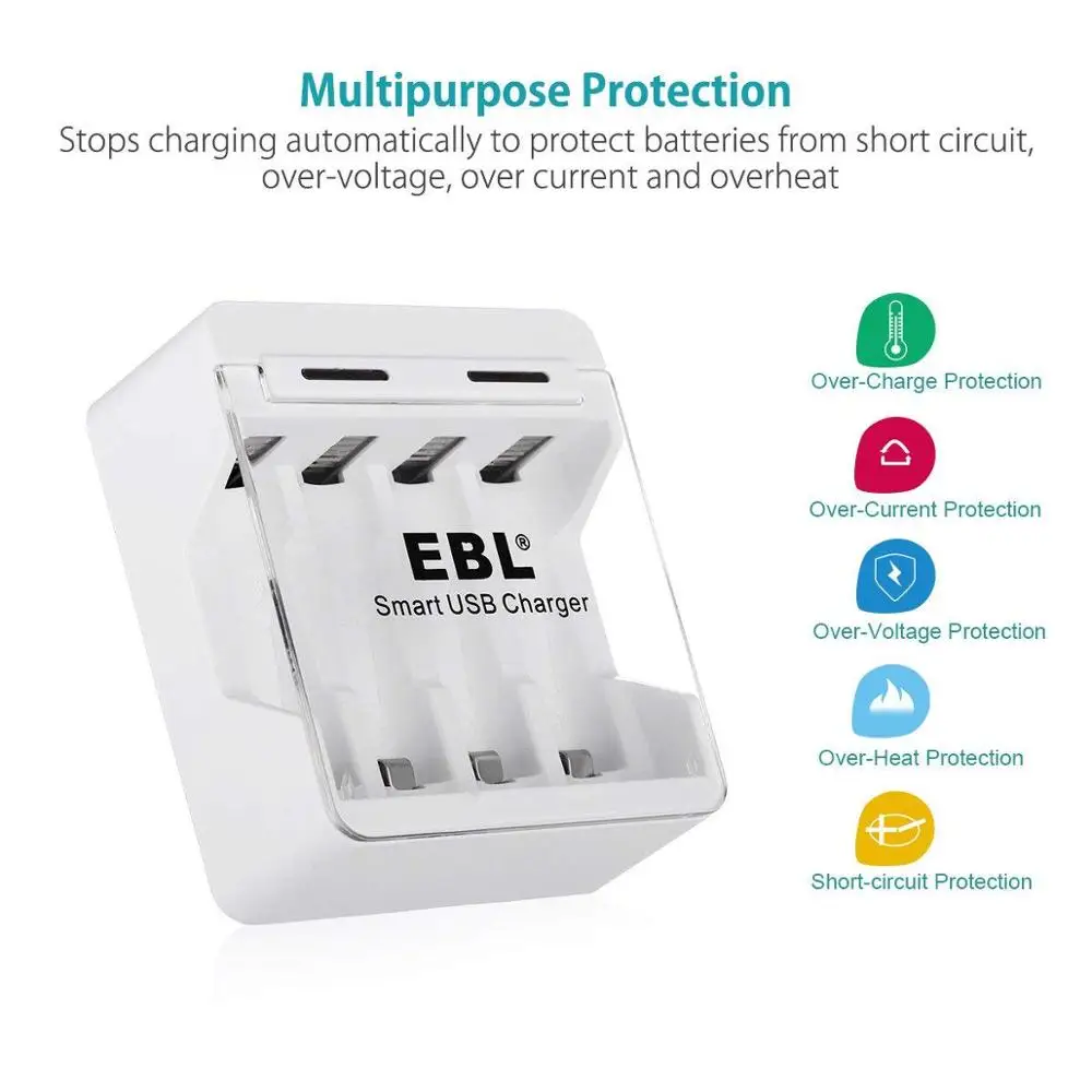 EBL Смарт USB 4 Bay аккумуляторная батарея зарядное устройство для AA AAA Ni MH CD батареи с