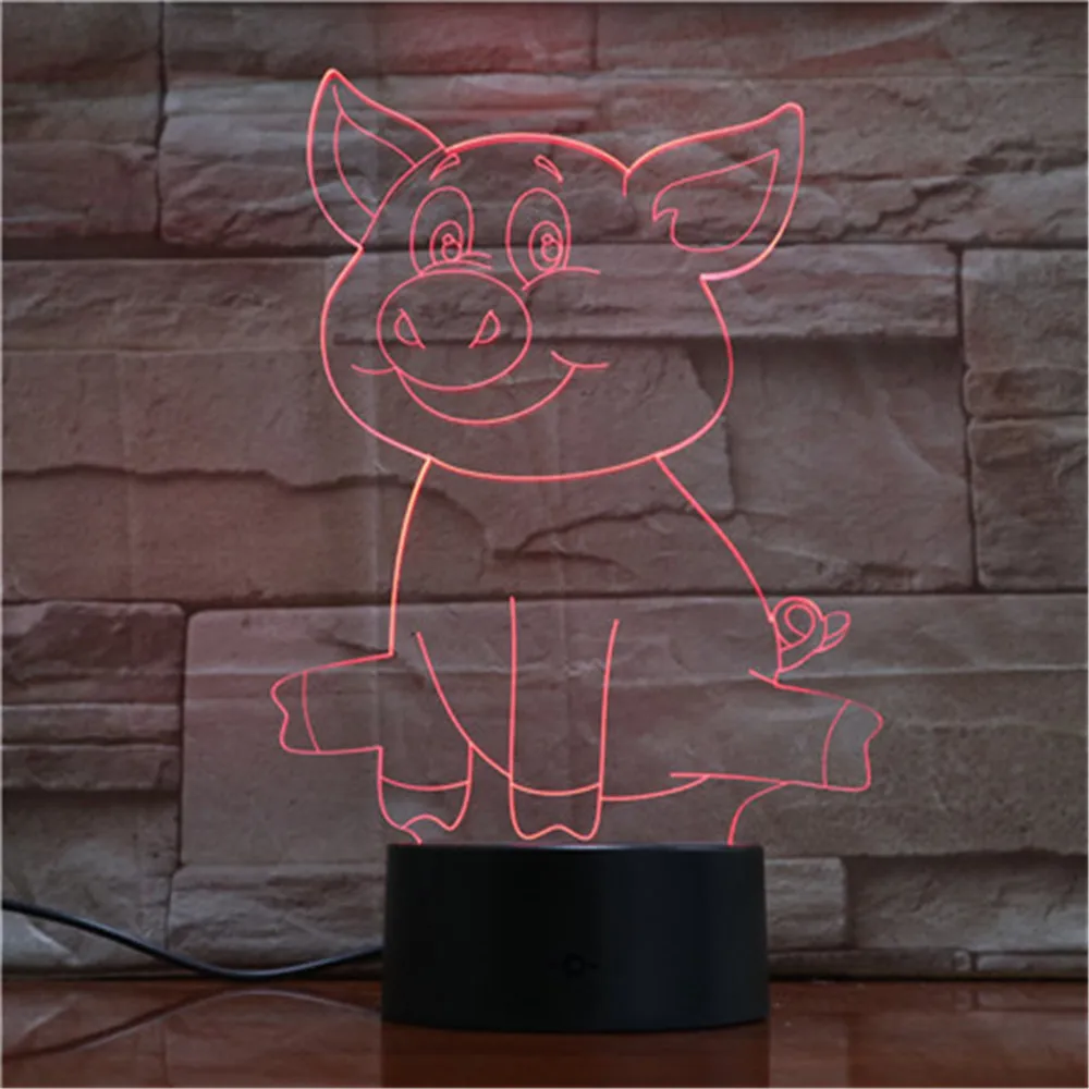 Pig Cute 3D LED Lamp Table USB Sensor Night Lights Sculpture Fashion Decorations as Bedroom Sleeping Decor 1769 | Лампы и освещение