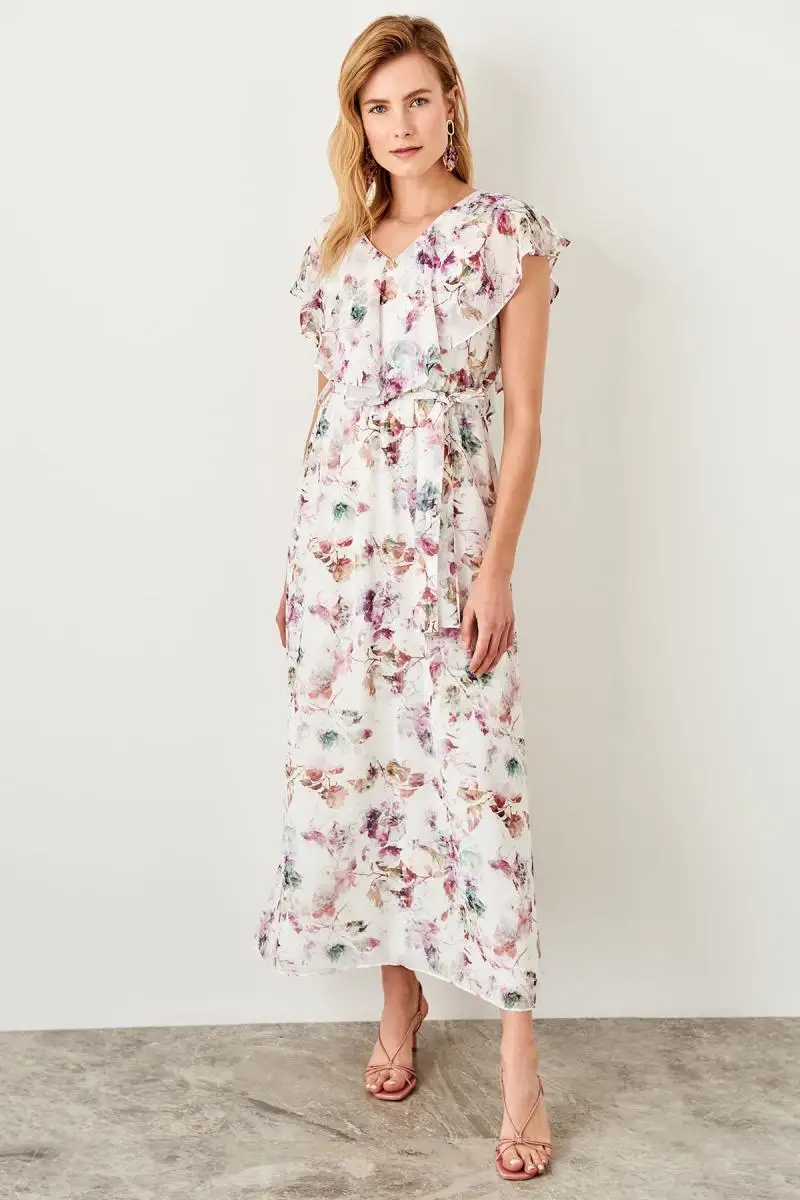 Trendyol белое платье с узором TWOSS19ST0086|Женские платья| |