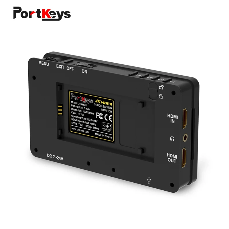PortKeys LH5 HDR 5 дюймов 4 K hdmi Камера монитор 1500nit с ГВУ 3D LUT сигнала Сенсорный пульт