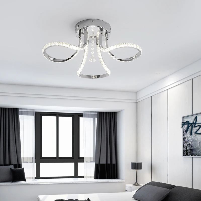 Хромированные хрустальные светодиодные потолочные светильники для гостиной