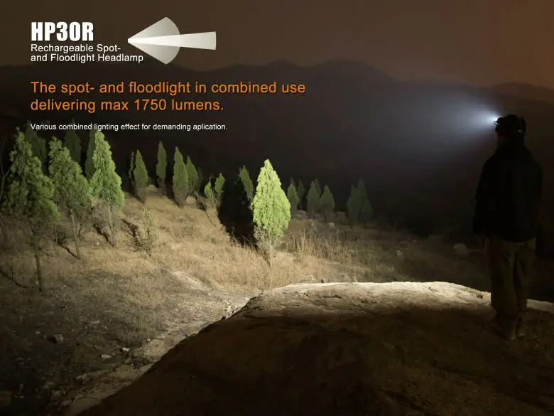 Фонарь налобный Fenix HP30R Cree LEDs макс. 1000 люмен с батареями 2600 мАч|Налобные LED-фонари| |