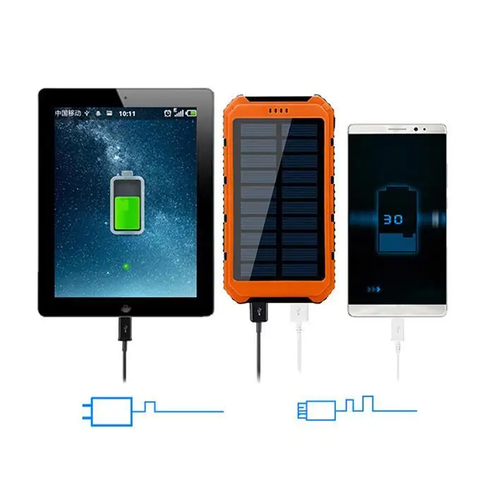 Универсальный Открытый Портативный Dual USB power Bank DC 5V1A 5 в В 200mA солнечный 5V2A мощность 10000 мА ч банк|Внешние