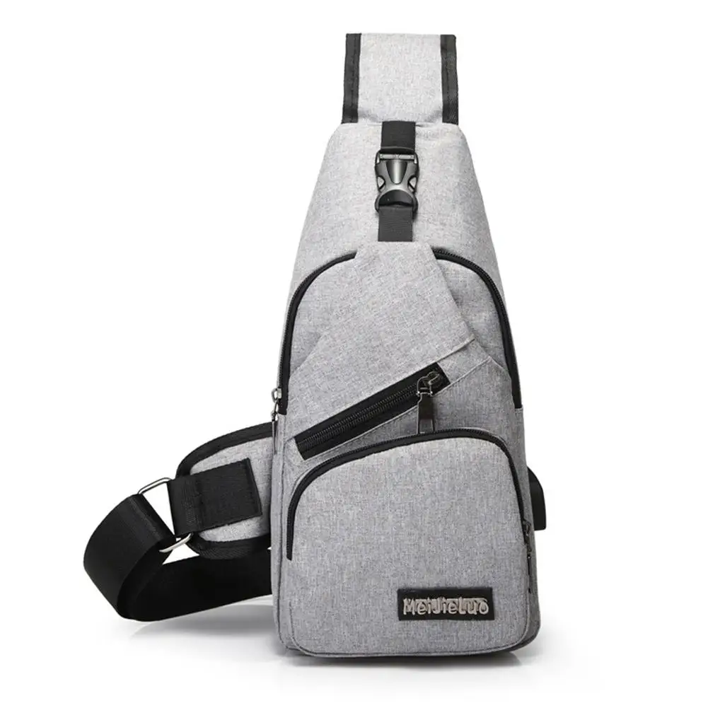 Мужские сумки на плечо зарядка через usb Crossbody спорта Холст Открытый косой крест