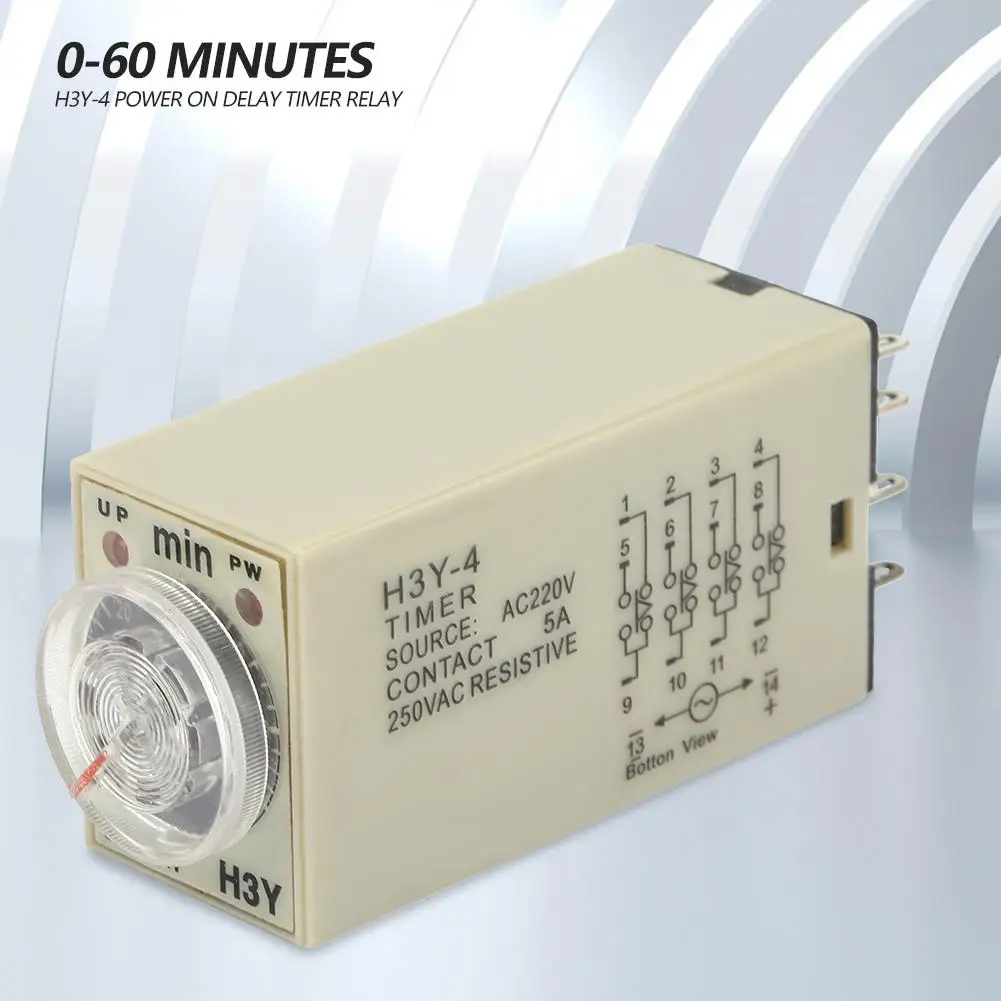 H3Y 4 питание от реле таймера задержки 0 60 минут времени AC 220V 5A 2019 высокое