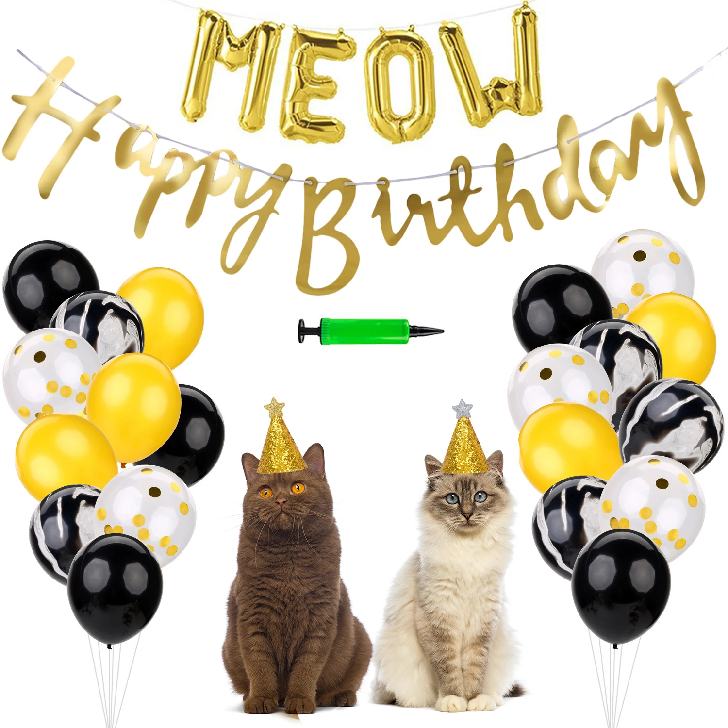 

Pet Dog Cat Birthday Party Decoration Set balloon Foil balloons Hats Cap Banner Inflatorfor Cats Dogs Birthday Dropshipping