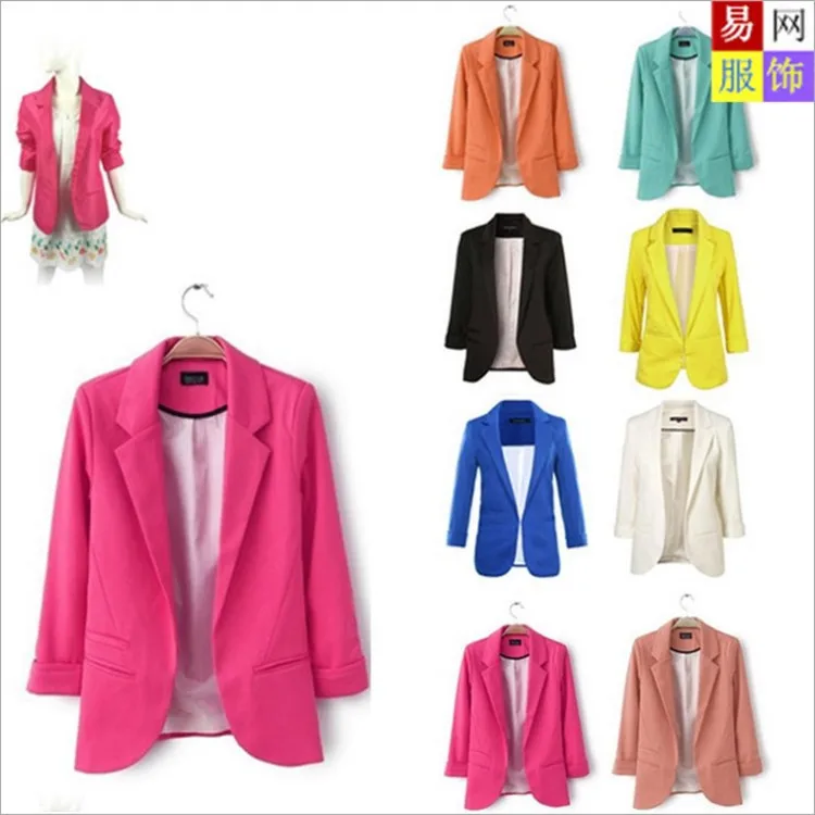 Женский блейзер яркого цвета деловой Блейзер на три четверти|Женские пиджаки| |