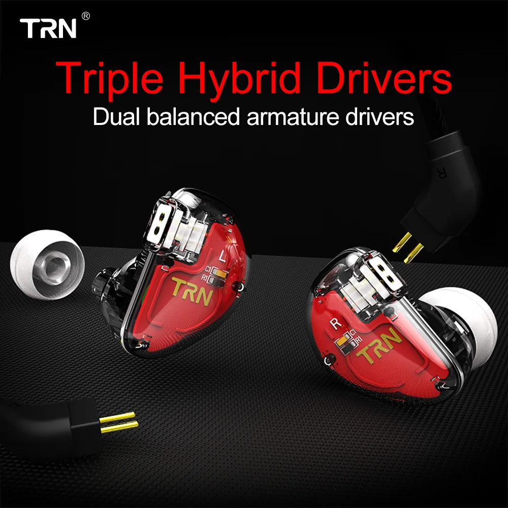 Гибридные наушники вкладыши TRN V30 1DD + 2BA Hi Fi для бега занятий спортом стерео с