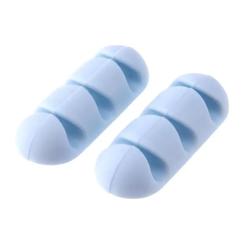

2Pcs Office Desk Cable Organizer Adhesive Silicone Wire Lead USB Charger Cord Winder Home Table Storage Holder Accessory Supply