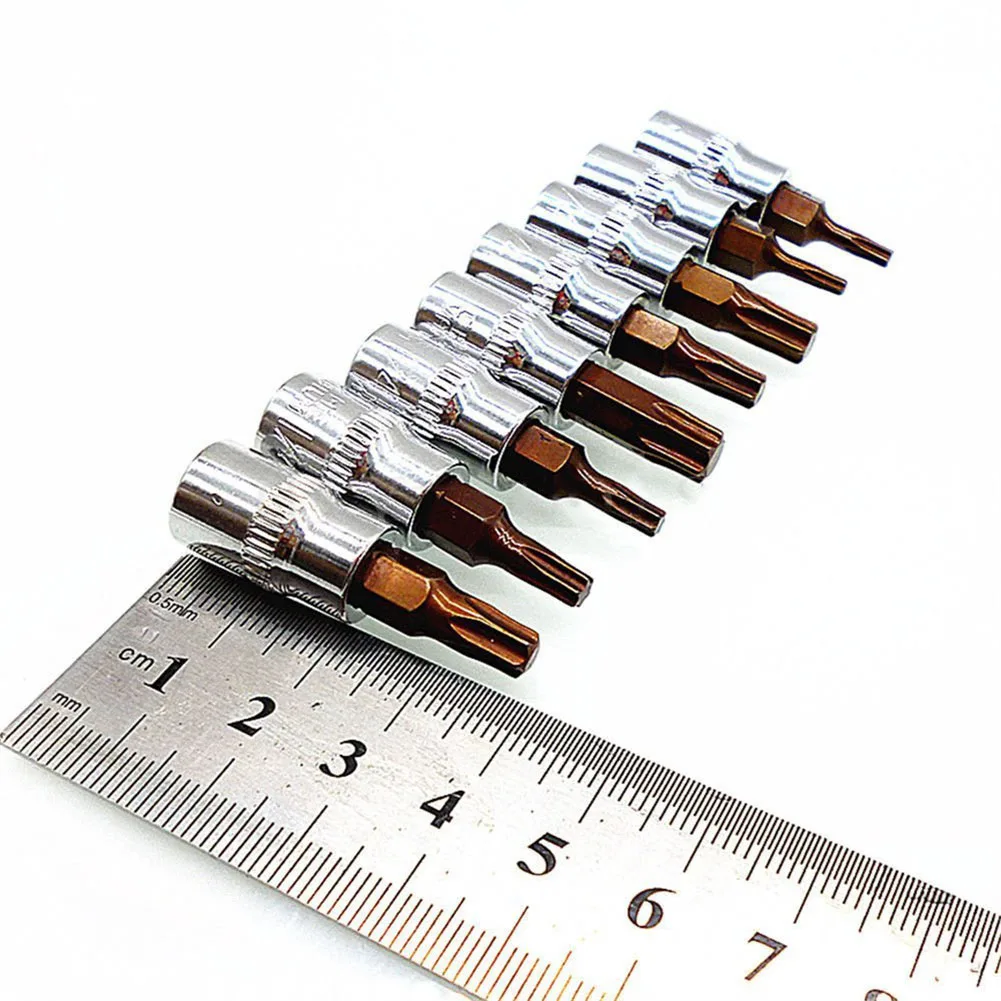 HLZS 8 Piece торкс набор гнезд 1/4 дюйма Квадратный привод адаптер T8 T10 T15 T20 T25 T27 T30 T40 S2