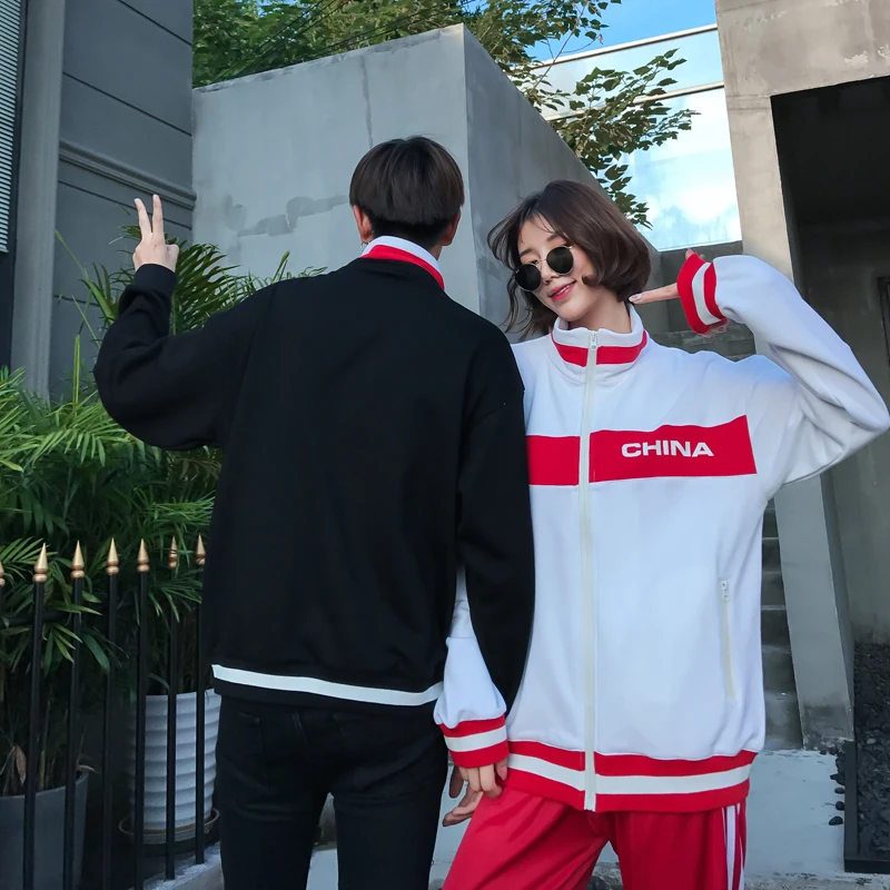 2018 Autumn Men's New streetwear Lovers Dress Spelling Color Stand Lead loose Written Words Printing Ulzzang Baseball Take Class | Мужская