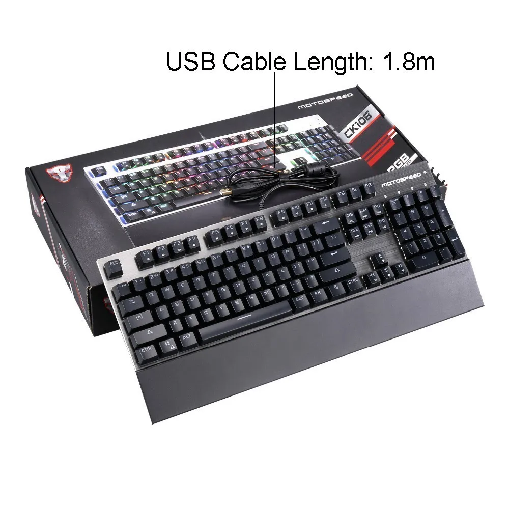 Motospeed CK108 Проводная Механическая клавиатура 104 клавиши Русский Английский RGB