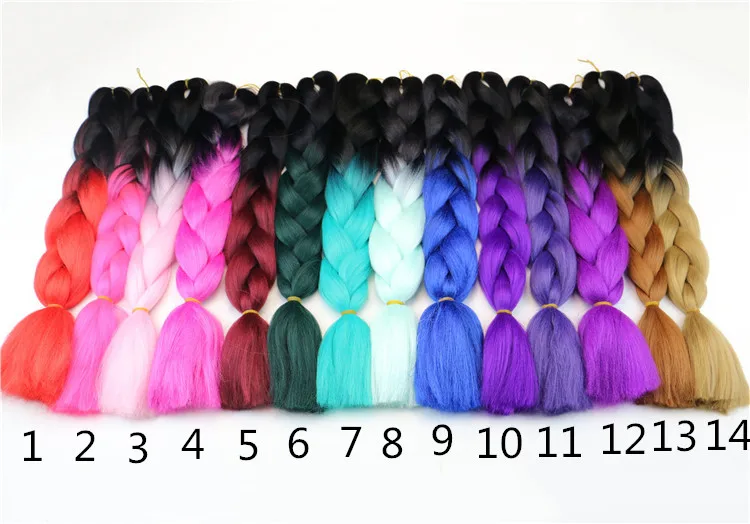 New Fashion 1packs 24'' Jumbo Braiding Hair Ombre Kanekalon African Braids 100g/pc | Ties