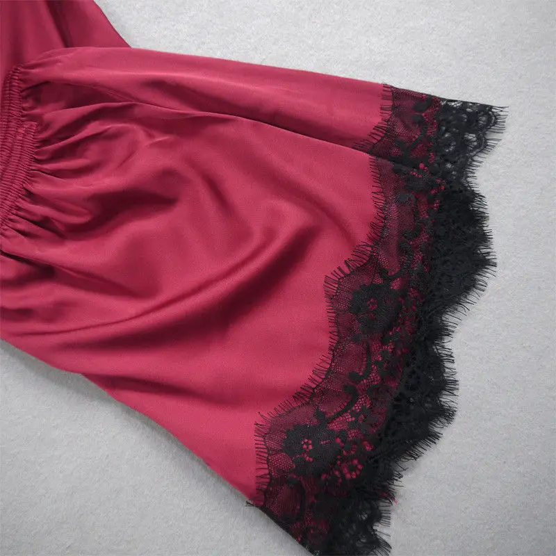 Стильное сексуальное женское белье Шелковый кружевной халат ночная рубашка