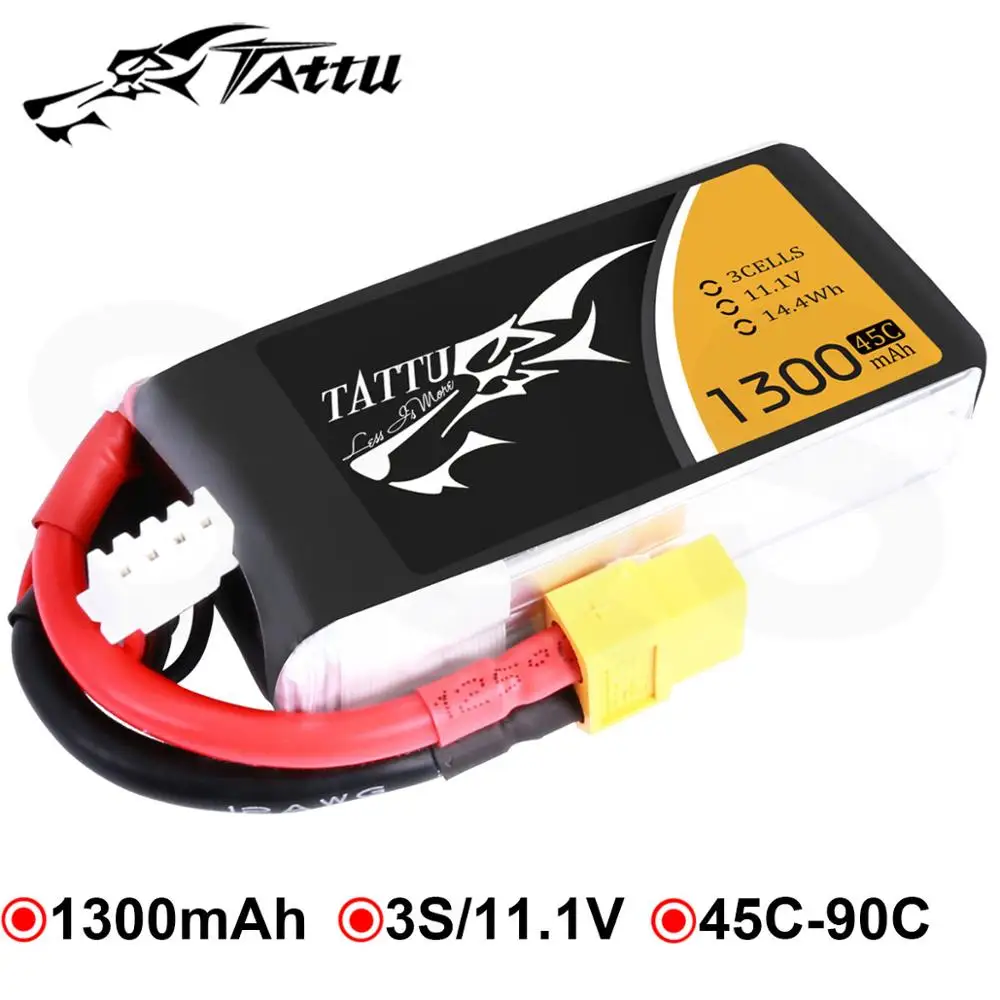 Литий полимерный аккумулятор Tattu 1300 мА/ч 11 1 В Lipo 3S 45C 90C XT60 Радиоуправляемый