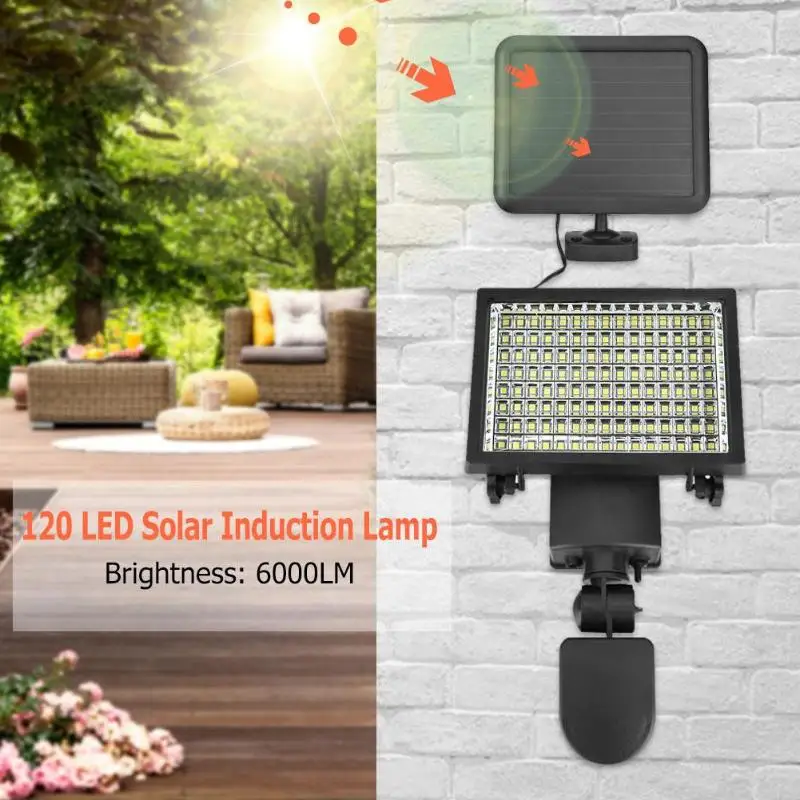 120 LED Солнечный Свет Настенный светодиодный солнечный свет Открытый прожектор с
