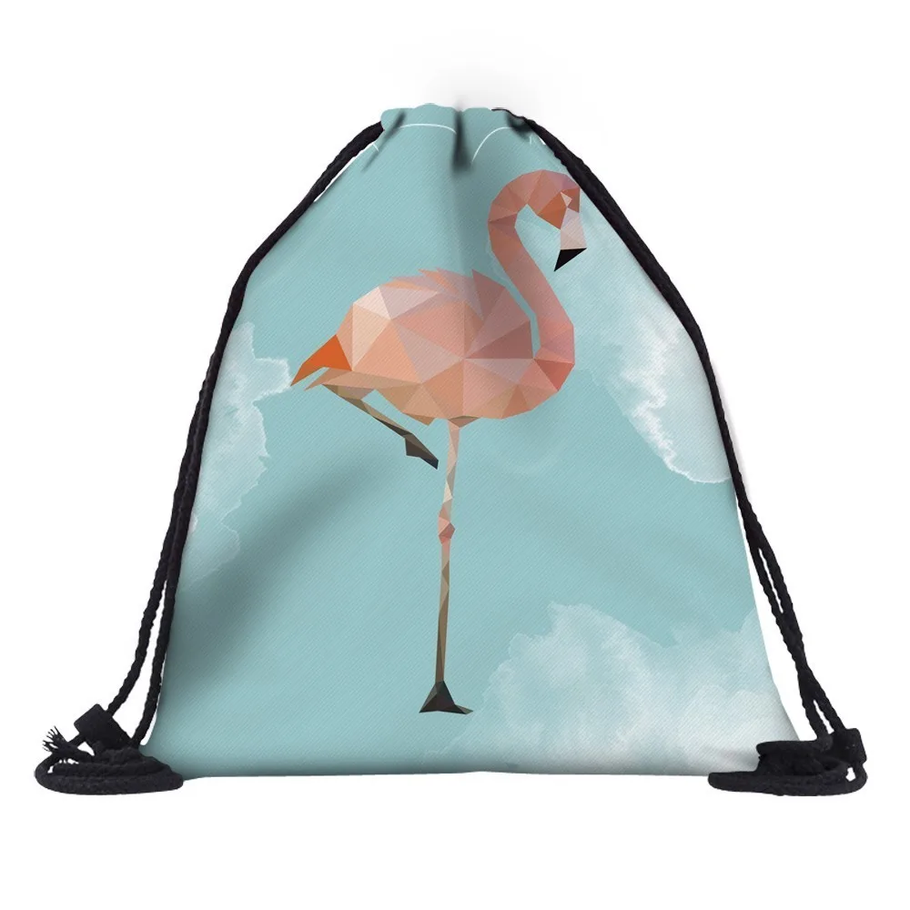 Deanfun печать Фламинго белые облака Школа Mochila Feminina прочный шнурок Сумка Рюкзаки