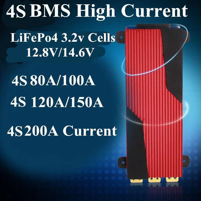 BMS 12 8 v Lifepo4 4S 14 6 V 80A 100A 120A 150A 200A разрядный аккумулятор 12v Bms контроллер для лодочного