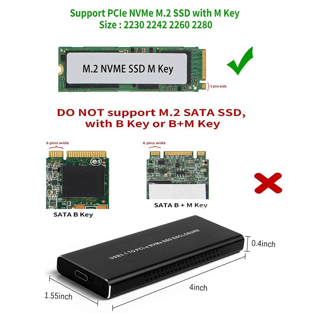 Pcie Nvme Usb3.1 корпус для жесткого диска M.2 на Usb 3 1 Тип C M ключ Ssd внешнего диска/Pcie