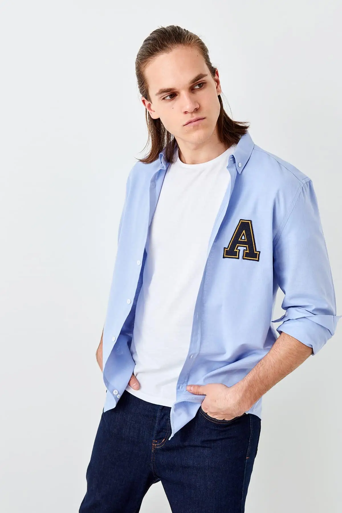 Trendyol синие мужские рубашки TMNSS19FO0026| |