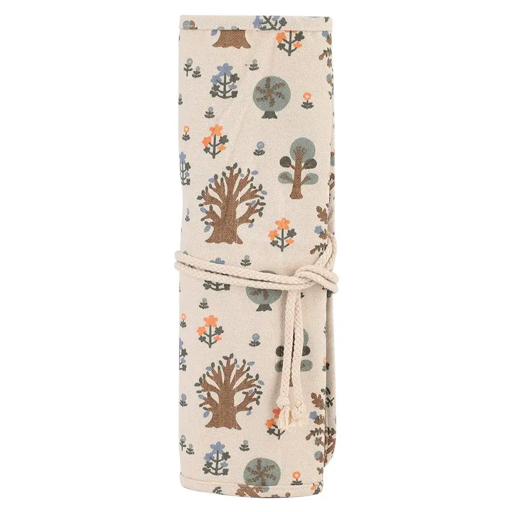 Floral Print Roll Up Pencil Bag Wrap Curtain Pen Case Large Capacity Storage Pouch | Дом и сад