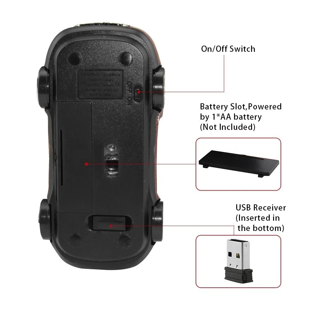 CHYI Автомобильная беспроводная мышь 1600 DPI USB оптическая компьютерная игровая 3D