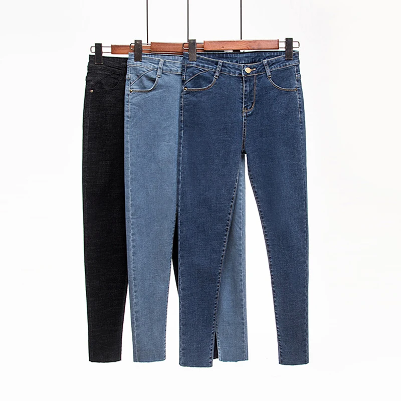 Ripped Skinny Jeans Woman High Waist 2019 Vintage Plus Size Blue Black Mom Stretch jeans Ladies pants Denim femme |